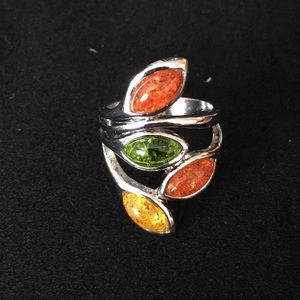 Gorgeous Amber leaf ring